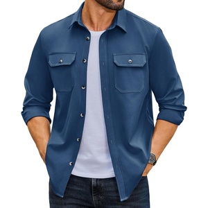image:imageCOOFANDY Mens Long Sleeve Button Up Work Shirt Jacket with PocketsBlue