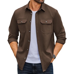 image:imageCOOFANDY Mens Long Sleeve Button Up Work Shirt Jacket with PocketsBrown