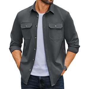 image:imageCOOFANDY Mens Long Sleeve Button Up Work Shirt Jacket with PocketsDark Grey
