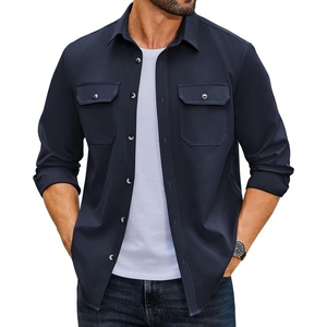 image:imageCOOFANDY Mens Long Sleeve Button Up Work Shirt Jacket with PocketsNavy Blue