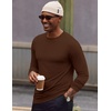 image:imageCOOFANDY Mens Long Sleeve TShirt Cotton Blend T Shirts Casual Crew Neck Basic Tee Soft Classic Regular Fit TshirtsBrown