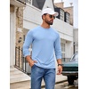 image:imageCOOFANDY Mens Long Sleeve TShirt Cotton Blend T Shirts Casual Crew Neck Basic Tee Soft Classic Regular Fit TshirtsLight Blue