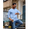 image:imageCOOFANDY Mens Long Sleeve TShirt Cotton Blend T Shirts Casual Crew Neck Basic Tee Soft Classic Regular Fit TshirtsLight Blue