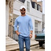 image:imageCOOFANDY Mens Long Sleeve TShirt Cotton Blend T Shirts Casual Crew Neck Basic Tee Soft Classic Regular Fit TshirtsLight Blue