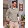 image:imageCOOFANDY Mens Quarter Zip Pullover Lightweight Mock Neck Polo SweatshirtCream