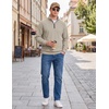 image:imageCOOFANDY Mens Quarter Zip Pullover Lightweight Mock Neck Polo SweatshirtCream