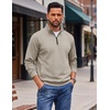 image:imageCOOFANDY Mens Quarter Zip Pullover Lightweight Mock Neck Polo SweatshirtCream
