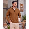 image:imageCOOFANDY Mens Quarter Zip Pullover Lightweight Mock Neck Polo SweatshirtLight Brown