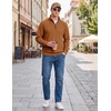 image:imageCOOFANDY Mens Quarter Zip Pullover Lightweight Mock Neck Polo SweatshirtLight Brown