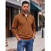 image:imageCOOFANDY Mens Quarter Zip Pullover Lightweight Mock Neck Polo SweatshirtLight Brown