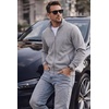 image:imageCOOFANDY Mens Zip Up Sweatshirt Lightweight Fleece Jacket Casual SweatersLight Grey