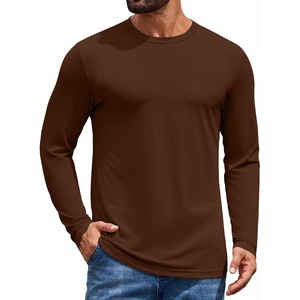 image:imageCOOFANDY Mens Long Sleeve TShirt Cotton Blend T Shirts Casual Crew Neck Basic Tee Soft Classic Regular Fit TshirtsBrown