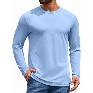 image:imageCOOFANDY Mens Long Sleeve TShirt Cotton Blend T Shirts Casual Crew Neck Basic Tee Soft Classic Regular Fit TshirtsLight Blue
