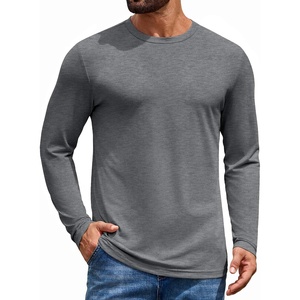 image:imageCOOFANDY Mens Long Sleeve TShirt Cotton Blend T Shirts Casual Crew Neck Basic Tee Soft Classic Regular Fit TshirtsMedium Gray