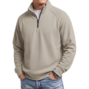 image:imageCOOFANDY Mens Quarter Zip Pullover Lightweight Mock Neck Polo SweatshirtCream