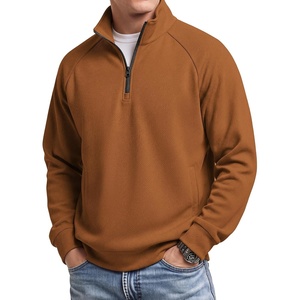 image:imageCOOFANDY Mens Quarter Zip Pullover Lightweight Mock Neck Polo SweatshirtLight Brown