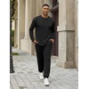 image:imageCOOFANDY 2 Piece Mens Tracksuits Set Cotton Long Sleeve Sweatsuit Pullover with Jogging Pants Casual Athletic OutfitsBlack