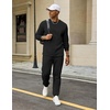 image:imageCOOFANDY 2 Piece Mens Tracksuits Set Cotton Long Sleeve Sweatsuit Pullover with Jogging Pants Casual Athletic OutfitsBlack