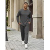 image:imageCOOFANDY 2 Piece Mens Tracksuits Set Cotton Long Sleeve Sweatsuit Pullover with Jogging Pants Casual Athletic OutfitsDark Gray
