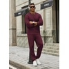 image:imageCOOFANDY 2 Piece Mens Tracksuits Set Cotton Long Sleeve Sweatsuit Pullover with Jogging Pants Casual Athletic OutfitsDark Red