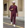 image:imageCOOFANDY 2 Piece Mens Tracksuits Set Cotton Long Sleeve Sweatsuit Pullover with Jogging Pants Casual Athletic OutfitsDark Red