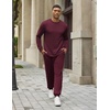 image:imageCOOFANDY 2 Piece Mens Tracksuits Set Cotton Long Sleeve Sweatsuit Pullover with Jogging Pants Casual Athletic OutfitsDark Red