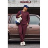 image:imageCOOFANDY 2 Piece Mens Tracksuits Set Cotton Long Sleeve Sweatsuit Pullover with Jogging Pants Casual Athletic OutfitsDark Red