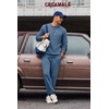 image:imageCOOFANDY 2 Piece Mens Tracksuits Set Cotton Long Sleeve Sweatsuit Pullover with Jogging Pants Casual Athletic OutfitsGrey Blue