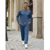 image:imageCOOFANDY 2 Piece Mens Tracksuits Set Cotton Long Sleeve Sweatsuit Pullover with Jogging Pants Casual Athletic OutfitsGrey Blue