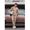 image:imageCOOFANDY 2 Piece Mens Tracksuits Set Cotton Long Sleeve Sweatsuit Pullover with Jogging Pants Casual Athletic OutfitsKhaki