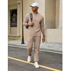 image:imageCOOFANDY 2 Piece Mens Tracksuits Set Cotton Long Sleeve Sweatsuit Pullover with Jogging Pants Casual Athletic OutfitsKhaki