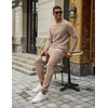 image:imageCOOFANDY 2 Piece Mens Tracksuits Set Cotton Long Sleeve Sweatsuit Pullover with Jogging Pants Casual Athletic OutfitsKhaki