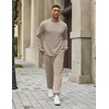 image:imageCOOFANDY 2 Piece Mens Tracksuits Set Cotton Long Sleeve Sweatsuit Pullover with Jogging Pants Casual Athletic OutfitsLight Khaki
