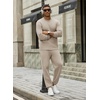 image:imageCOOFANDY 2 Piece Mens Tracksuits Set Cotton Long Sleeve Sweatsuit Pullover with Jogging Pants Casual Athletic OutfitsLight Khaki