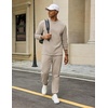 image:imageCOOFANDY 2 Piece Mens Tracksuits Set Cotton Long Sleeve Sweatsuit Pullover with Jogging Pants Casual Athletic OutfitsLight Khaki