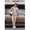 image:imageCOOFANDY 2 Piece Mens Tracksuits Set Cotton Long Sleeve Sweatsuit Pullover with Jogging Pants Casual Athletic OutfitsLight Khaki