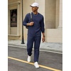 image:imageCOOFANDY 2 Piece Mens Tracksuits Set Cotton Long Sleeve Sweatsuit Pullover with Jogging Pants Casual Athletic OutfitsMidnight Blue
