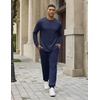 image:imageCOOFANDY 2 Piece Mens Tracksuits Set Cotton Long Sleeve Sweatsuit Pullover with Jogging Pants Casual Athletic OutfitsMidnight Blue