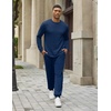 image:imageCOOFANDY 2 Piece Mens Tracksuits Set Cotton Long Sleeve Sweatsuit Pullover with Jogging Pants Casual Athletic OutfitsNavy Blue