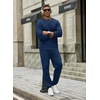 image:imageCOOFANDY 2 Piece Mens Tracksuits Set Cotton Long Sleeve Sweatsuit Pullover with Jogging Pants Casual Athletic OutfitsNavy Blue