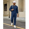 image:imageCOOFANDY 2 Piece Mens Tracksuits Set Cotton Long Sleeve Sweatsuit Pullover with Jogging Pants Casual Athletic OutfitsNavy Blue
