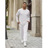 image:imageCOOFANDY 2 Piece Mens Tracksuits Set Cotton Long Sleeve Sweatsuit Pullover with Jogging Pants Casual Athletic OutfitsWhite