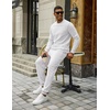 image:imageCOOFANDY 2 Piece Mens Tracksuits Set Cotton Long Sleeve Sweatsuit Pullover with Jogging Pants Casual Athletic OutfitsWhite