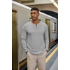 image:imageCOOFANDY Henley Shirts for Men Casual TShirts Henley Long Sleeve ShirtsLight Grey