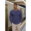image:imageCOOFANDY Henley Shirts for Men Casual TShirts Henley Long Sleeve ShirtsNavy Blue
