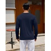 image:imageCOOFANDY Mens Long Sleeve Tee Shirts Crew Neck Cotton TShirt Casual ShirtsNavy Blue