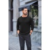 image:imageCOOFANDY Mens Waffle Henley Long Sleeve Shirts Casual Pullover TShirtBlack