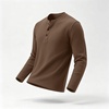 image:imageCOOFANDY Mens Waffle Henley Long Sleeve Shirts Casual Pullover TShirtBrown