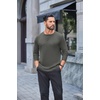 image:imageCOOFANDY Mens Waffle Henley Long Sleeve Shirts Casual Pullover TShirtDark Grey