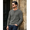 image:imageCOOFANDY Mens Waffle Henley Long Sleeve Shirts Casual Pullover TShirtDark Grey